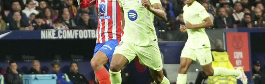 April 2, 2025, Madrid, CommunautŽ De Madrid, spain: LAMINE YAMAL OF FC Barcelona, Barca and ANTOINE GRIEZMANN of Atletico Madrid during the Spanish Cup, Copa del Rey, Semi-final, 2nd leg football match between Atletico Madrid and FC Barcelona on 2 April 2025 at Riyadh Air Metropolitano stadium in Madrid, Spain Madrid spain - ZUMAl193 20250402_zsp_l193_045 Copyright: xLaurentxLairysx